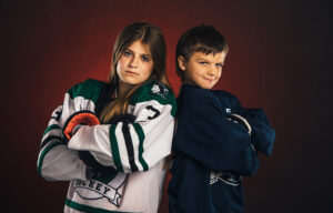 Back Bay Youth Hockey, siblings. Youth league team and player photography by Leatherhead Sports Media.